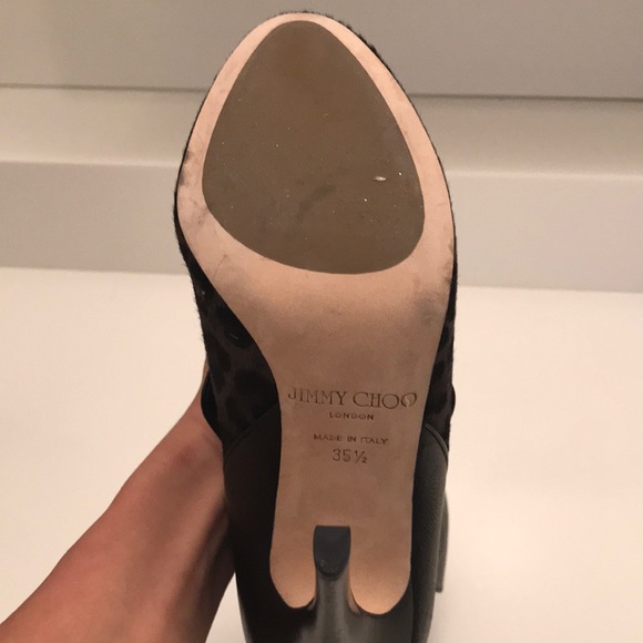 Jimmy Choo Black/Gray Ponyhair Leopard Boots - Picture 5 of 7